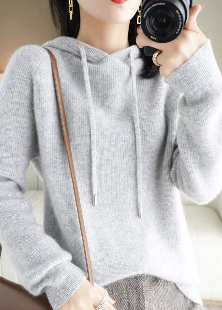 Loose Hooded Knitted Sweater - allsose