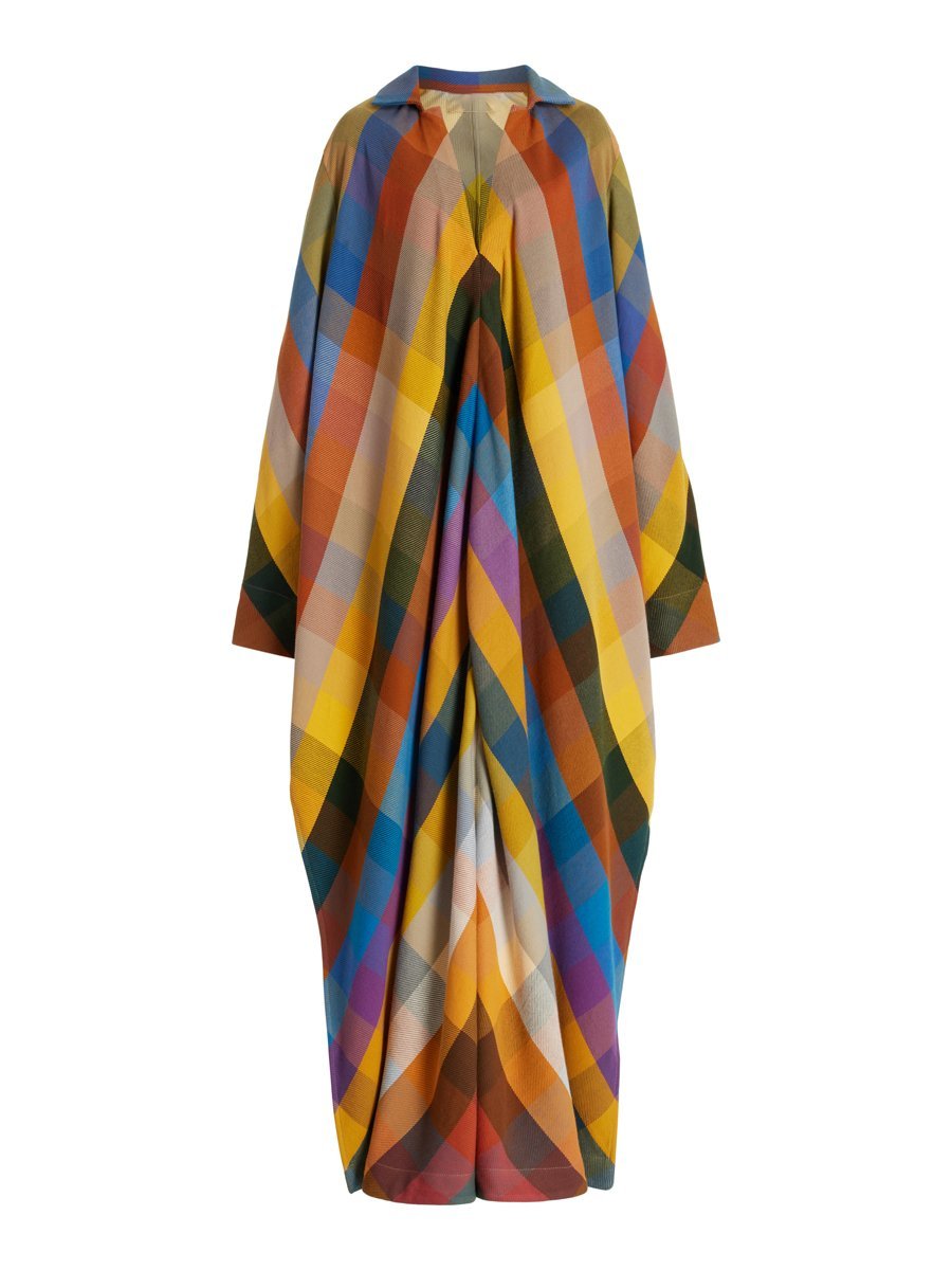 Loose Long Sleeve Color Block Side Split Maxi Dress - allsose