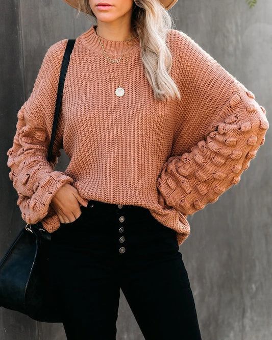 Loose Long Sleeve Knitted Sweater - allsose