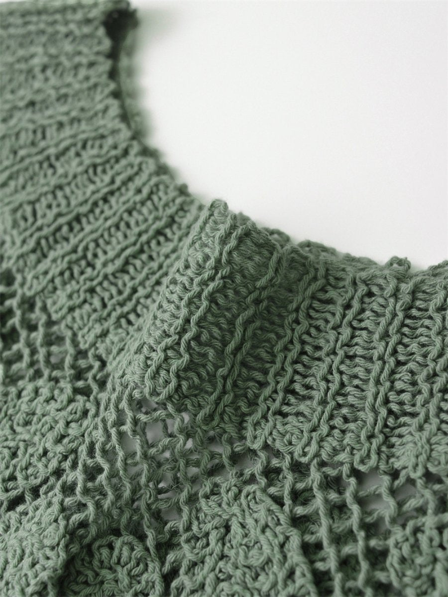 Loose Sleeveless Crocheted Top - allsose