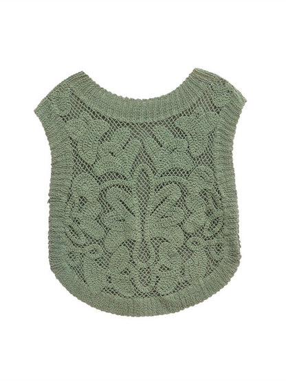 Loose Sleeveless Crocheted Top - allsose