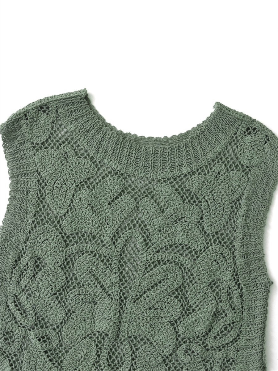 Loose Sleeveless Crocheted Top - allsose