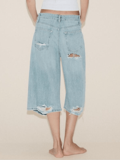 Low - rise Short Denim Pants - allsose