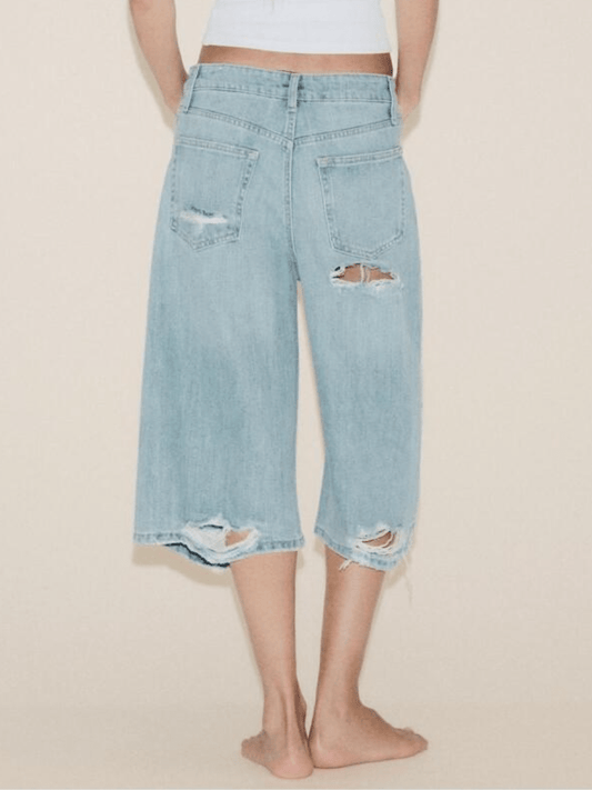 Low - rise Short Denim Pants - allsose