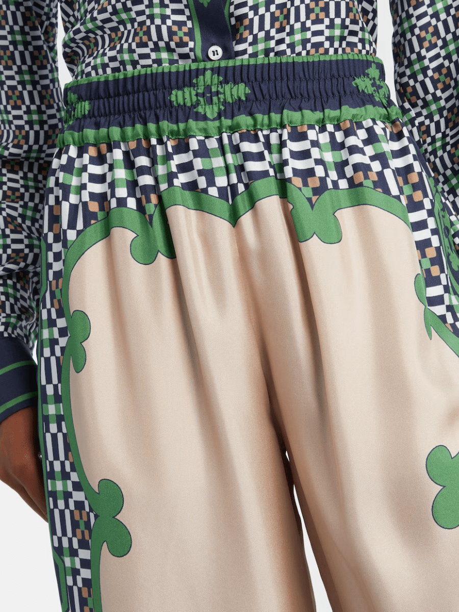Luxury Ornate Border Print Wide - Leg Trousers - allsose