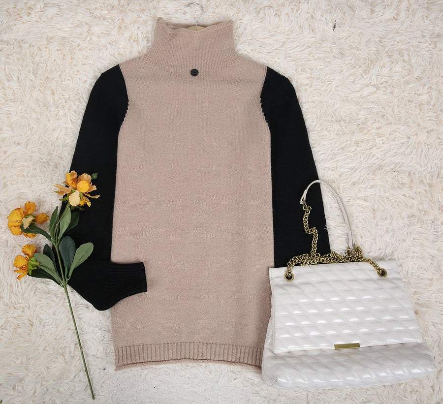 Mod Color Block Turtleneck Sweater - allsose