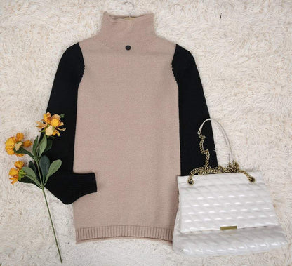 Mod Color Block Turtleneck Sweater - allsose
