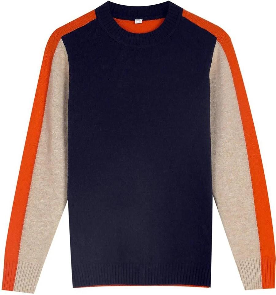 Navy and Orange Retro Stripe Sweater - allsose