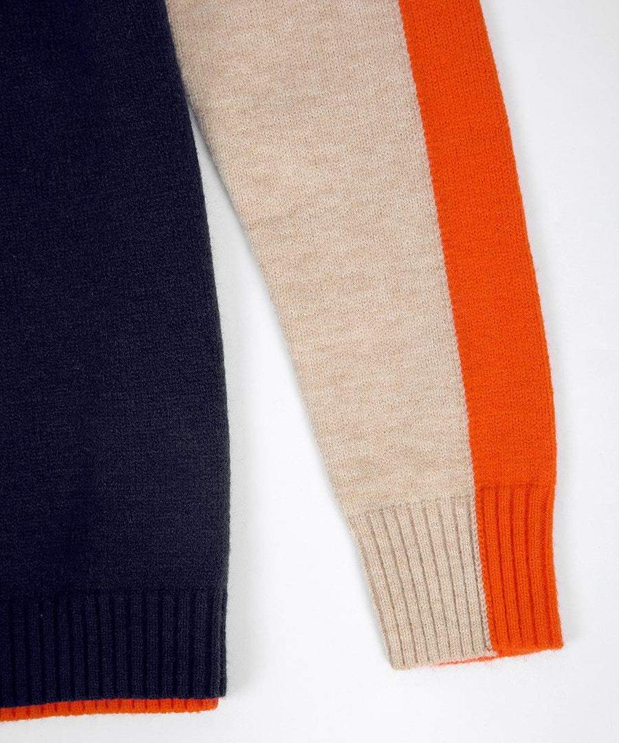 Navy and Orange Retro Stripe Sweater - allsose
