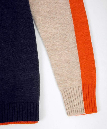 Navy and Orange Retro Stripe Sweater - allsose