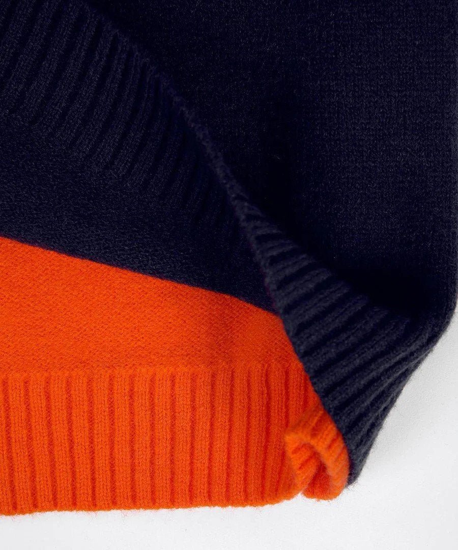 Navy and Orange Retro Stripe Sweater - allsose