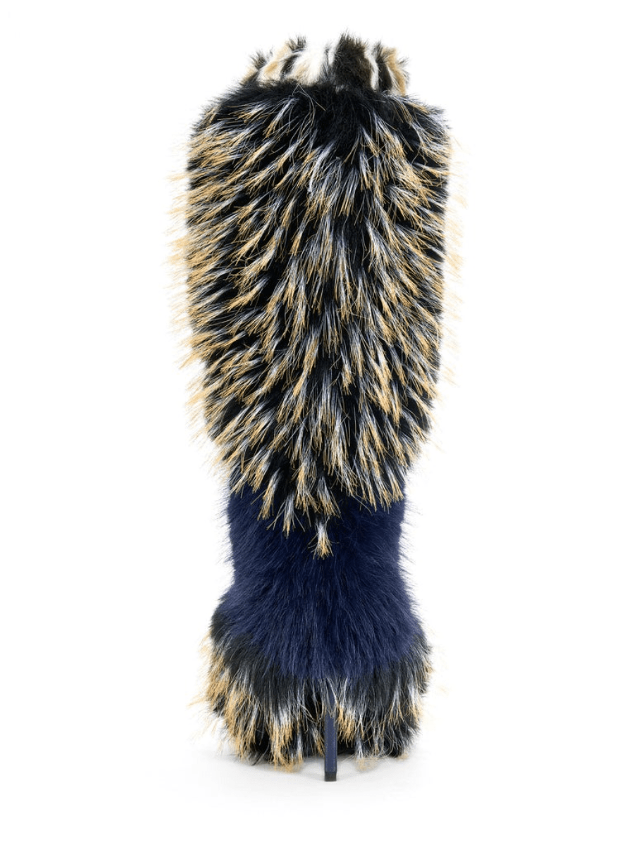 Navy Multi Fur Boot - allsose
