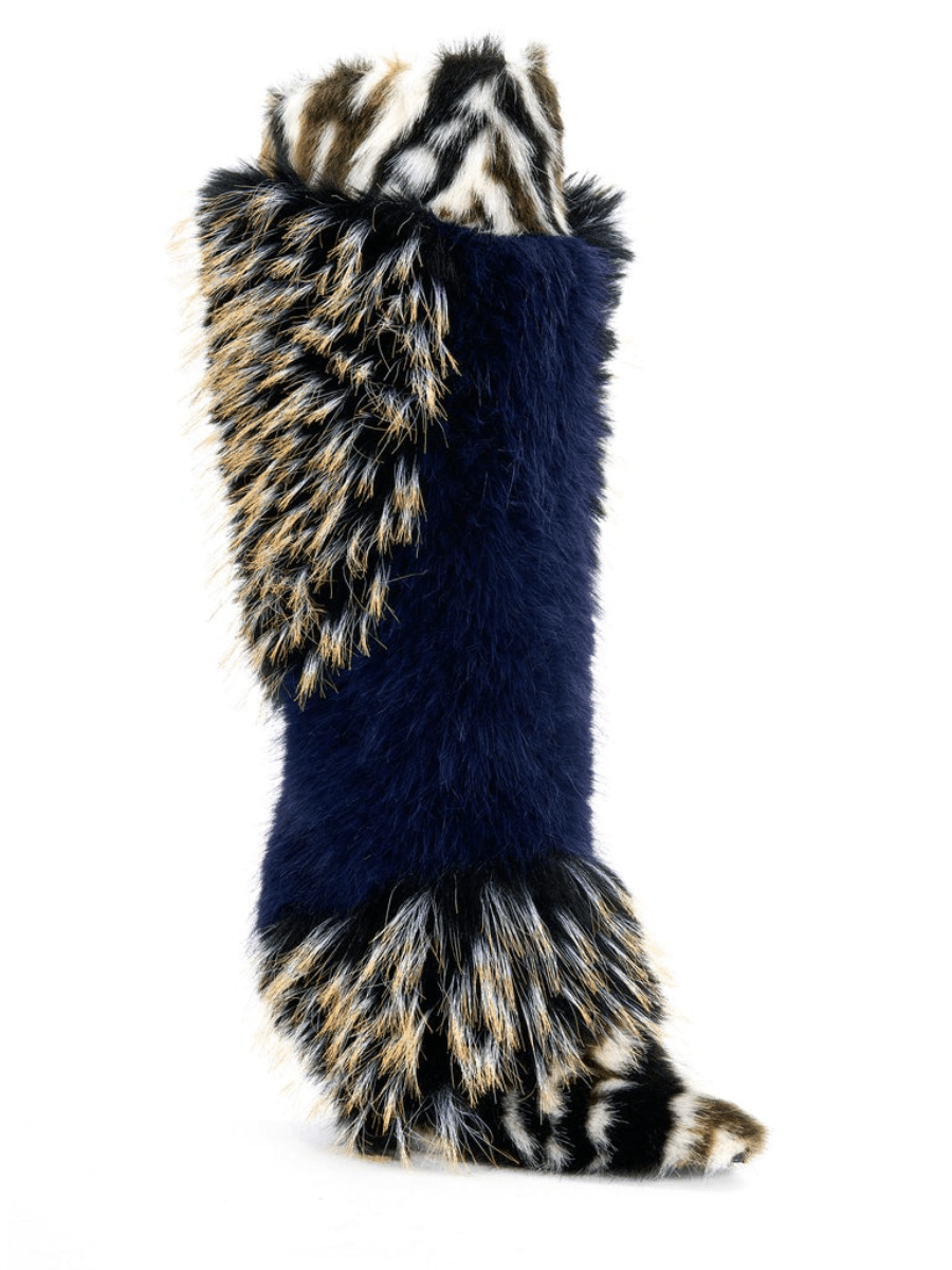 Navy Multi Fur Boot - allsose