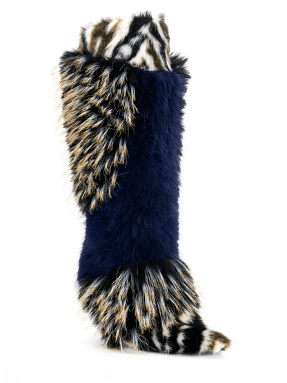 Navy Multi Fur Boot - allsose