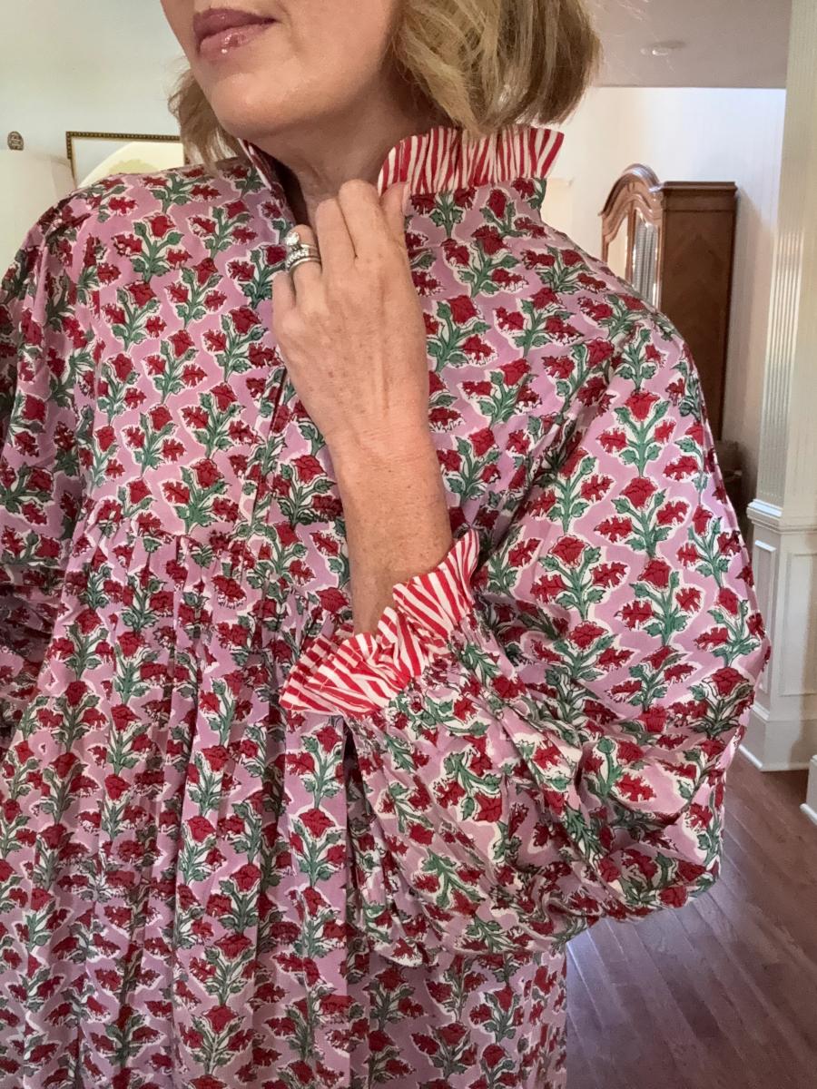 Newest Cotton Block Print Maxi Dress - allsose