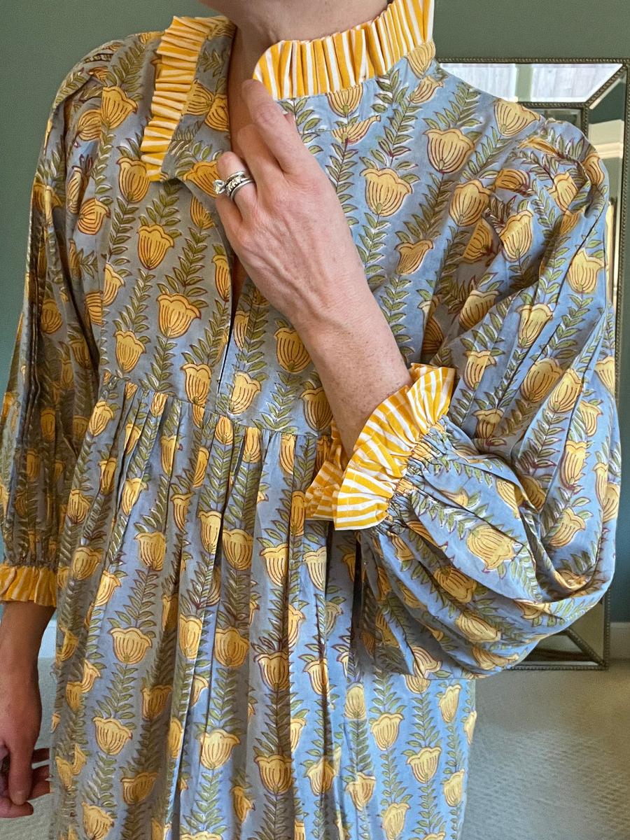 Newest Cotton Block Print Maxi Dress - allsose