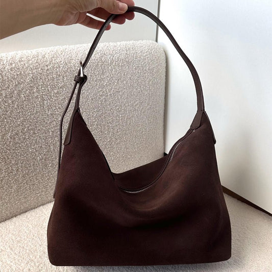 Nubuck Leather Underarm Bag Shoulder Crossbody Bag - allsose