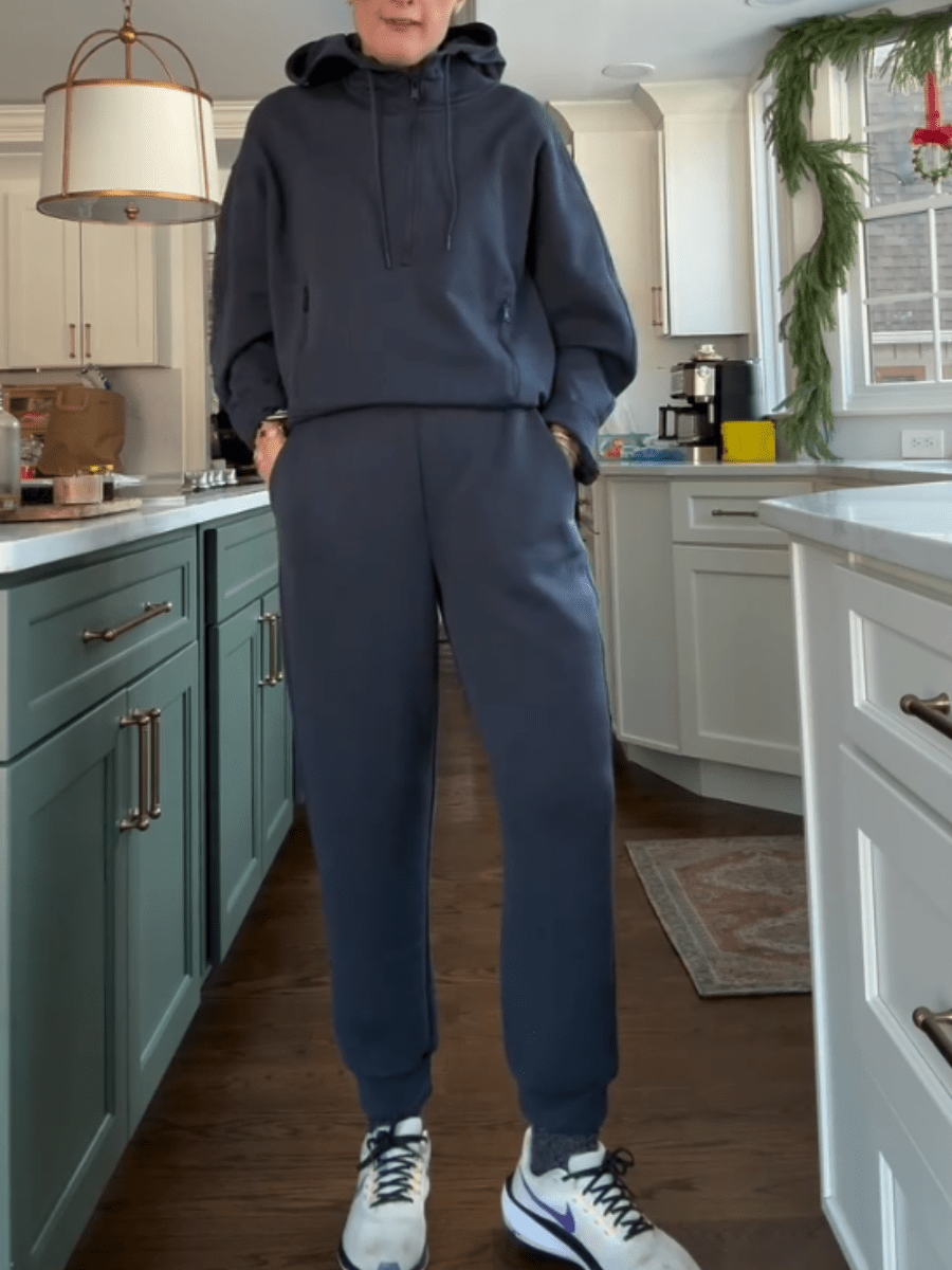 Oversized Navy Fleece Loungewear Set (Hoodie Pants) - allsose