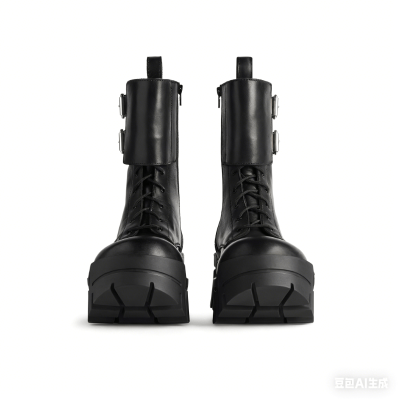 Oversized Platform Buckle Boots - allsose