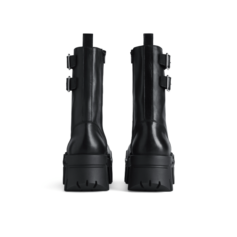 Oversized Platform Buckle Boots - allsose