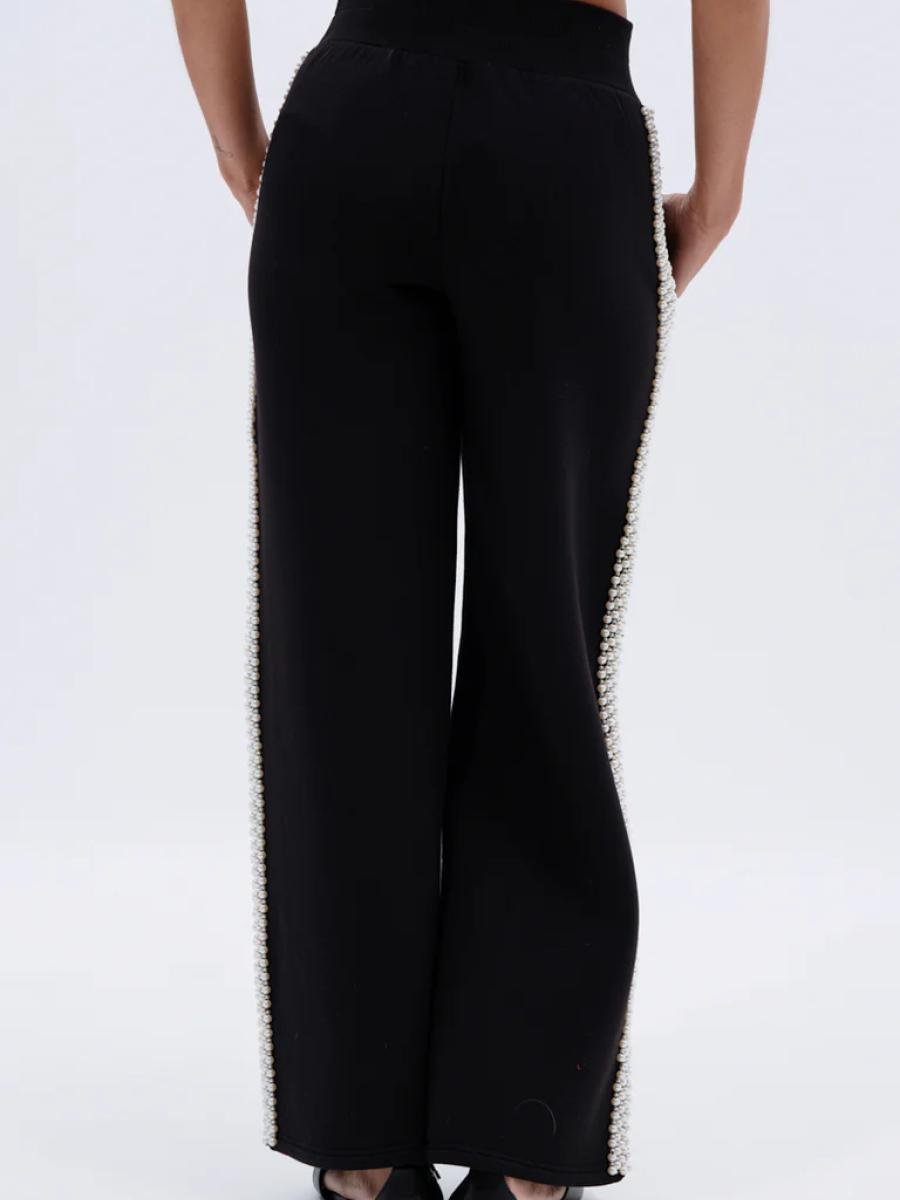 Pearl - Trimmed Wide - Leg Sweatpants - allsose