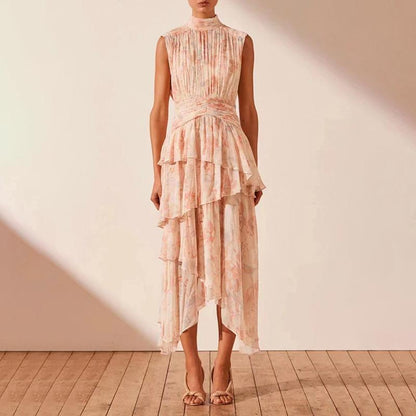 Pink Sleeveless Dress - allsose