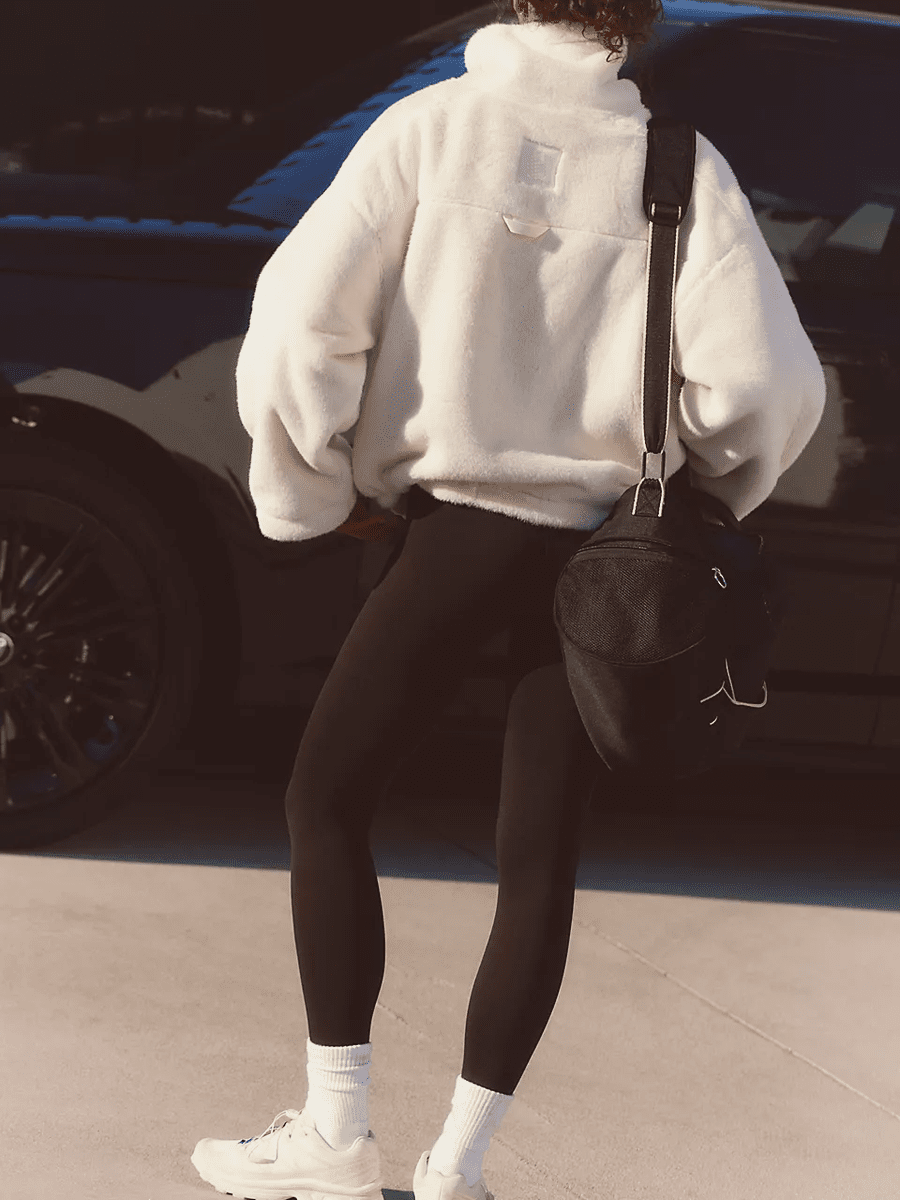 Plush Faux Fur Half - Zip Sweater – Cream Casual Outerwear - allsose