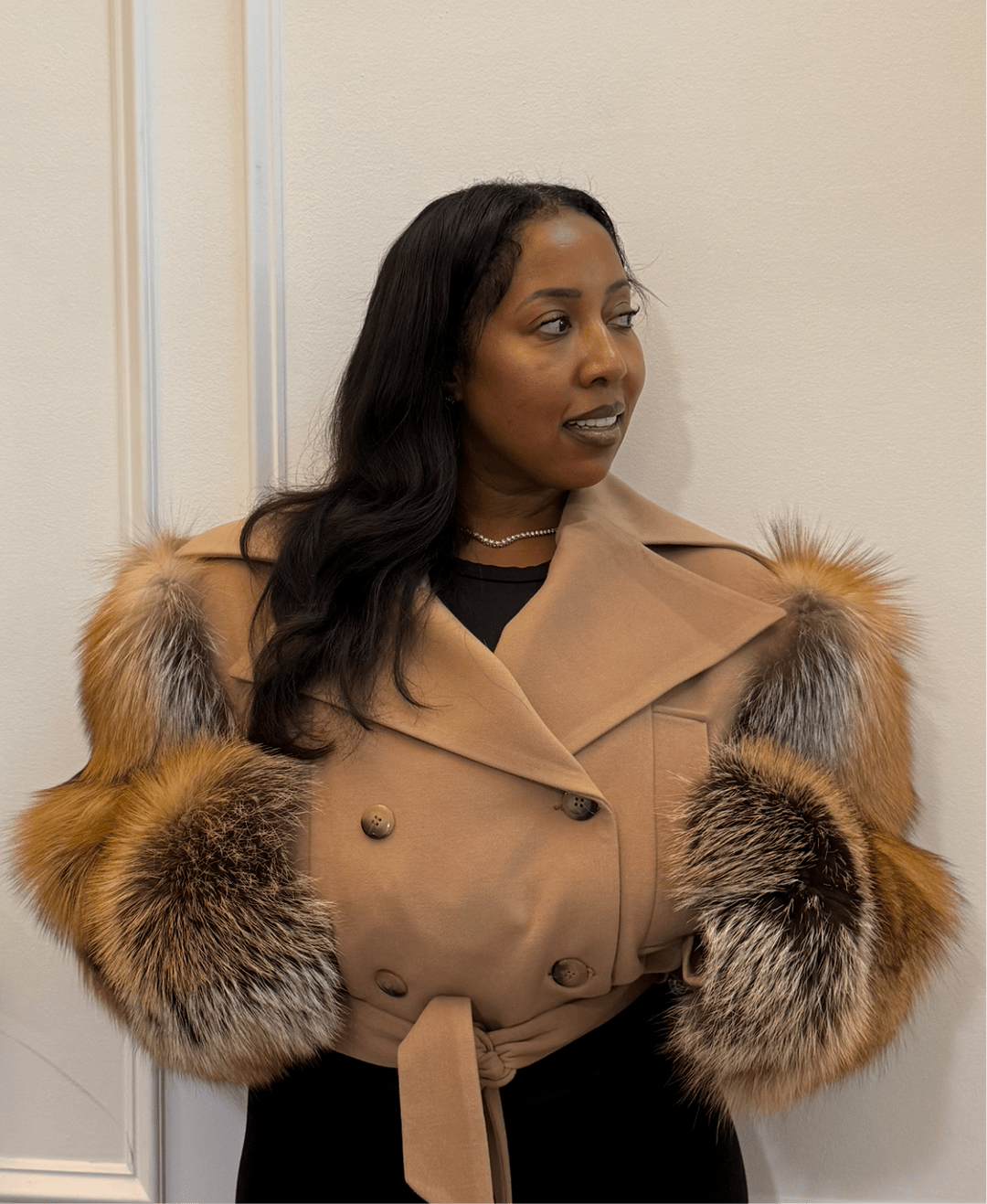 Plush Sleeves Short Coat - allsose