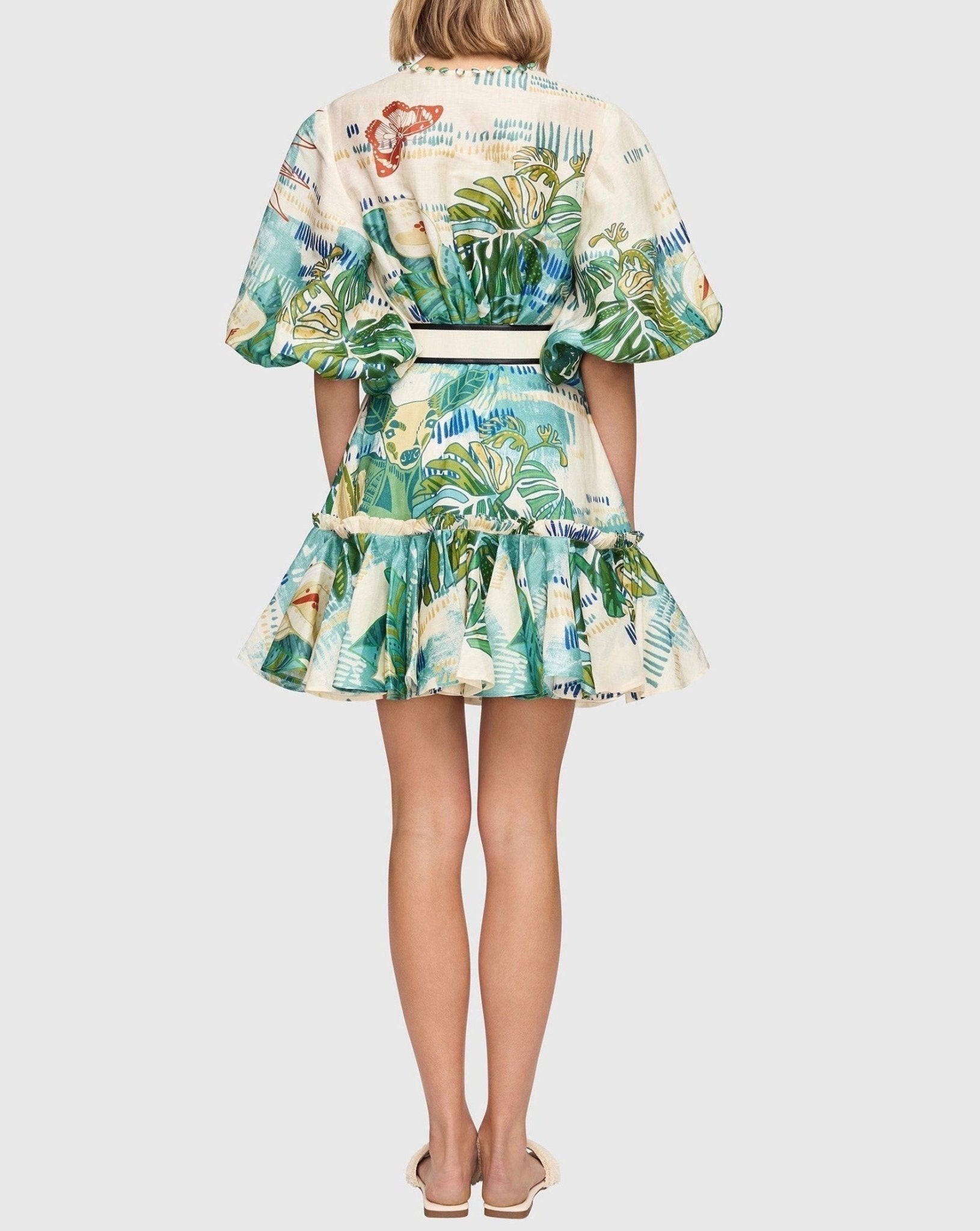 Premium Silk Linen Mini Dress - allsose