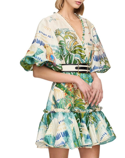 Premium Silk Linen Mini Dress - allsose