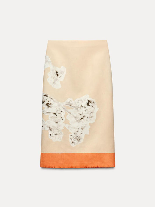 Printed Linen Skirt - allsose