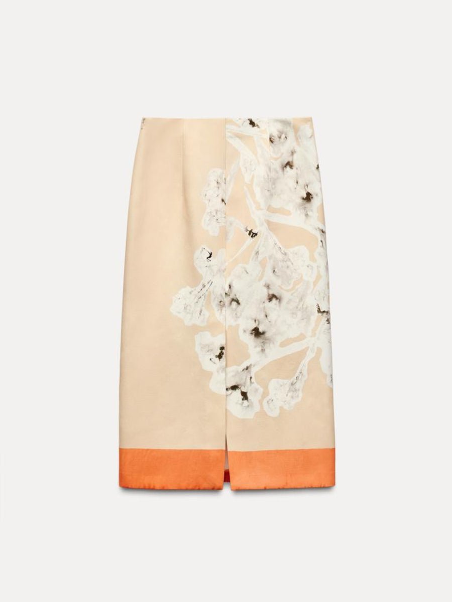 Printed Linen Skirt - allsose