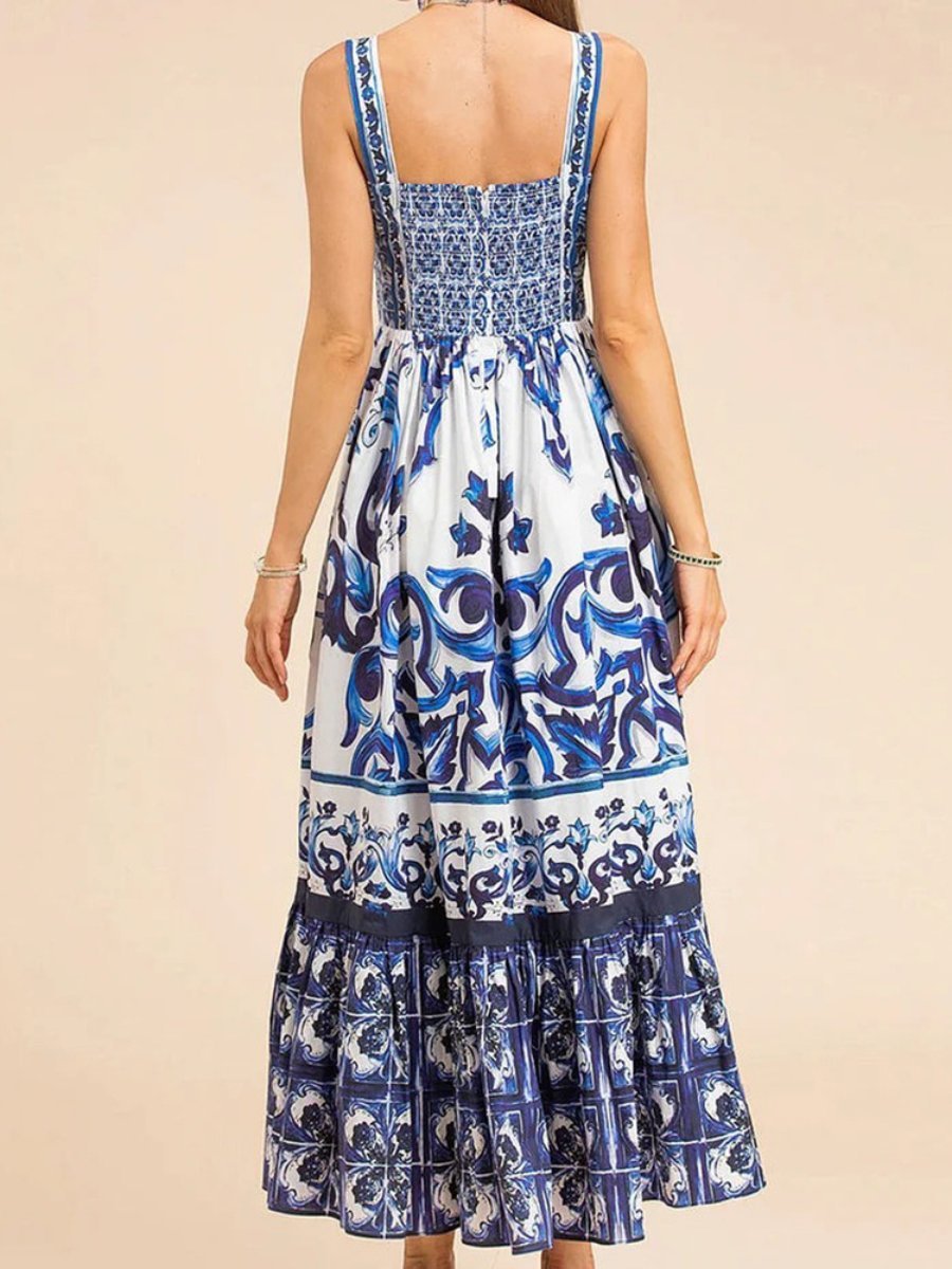 Printed Sling Dress - allsose