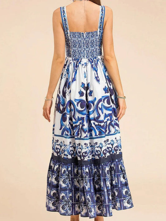 Printed Sling Dress - allsose