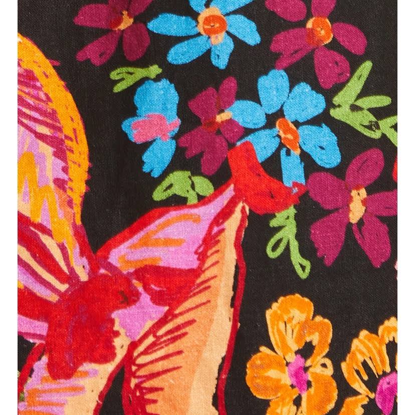 Printed V - neck Puff Sleeve Dress - allsose