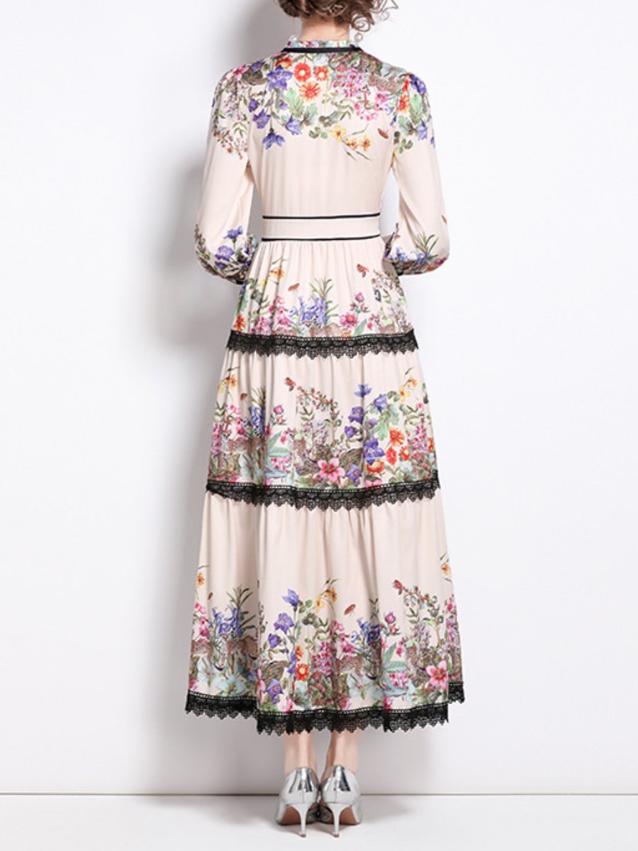 Romantic Floral Maxi Dress - allsose