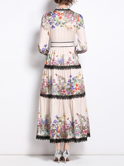 Romantic Floral Maxi Dress - allsose