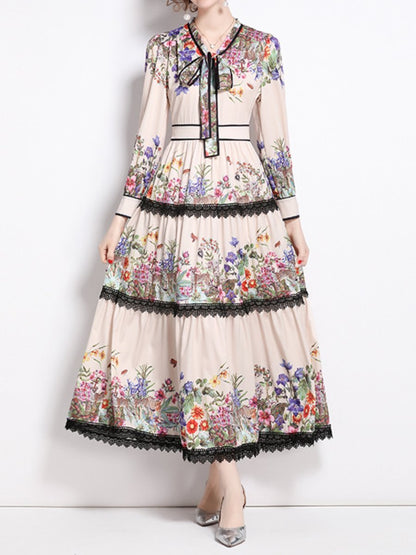 Romantic Floral Maxi Dress - allsose