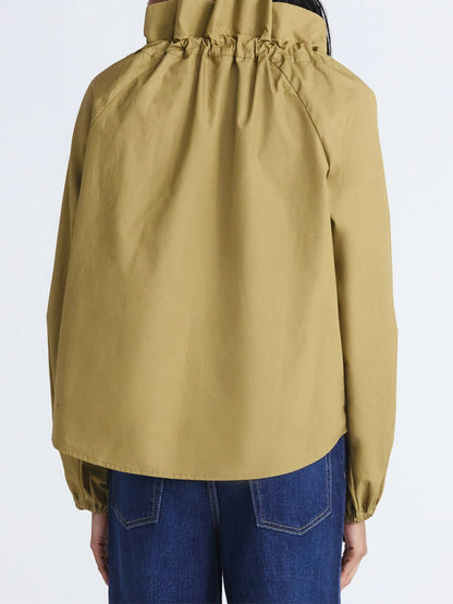 Ruffled Neck Adjustable Bow Balloon Sleeves Blouse - allsose