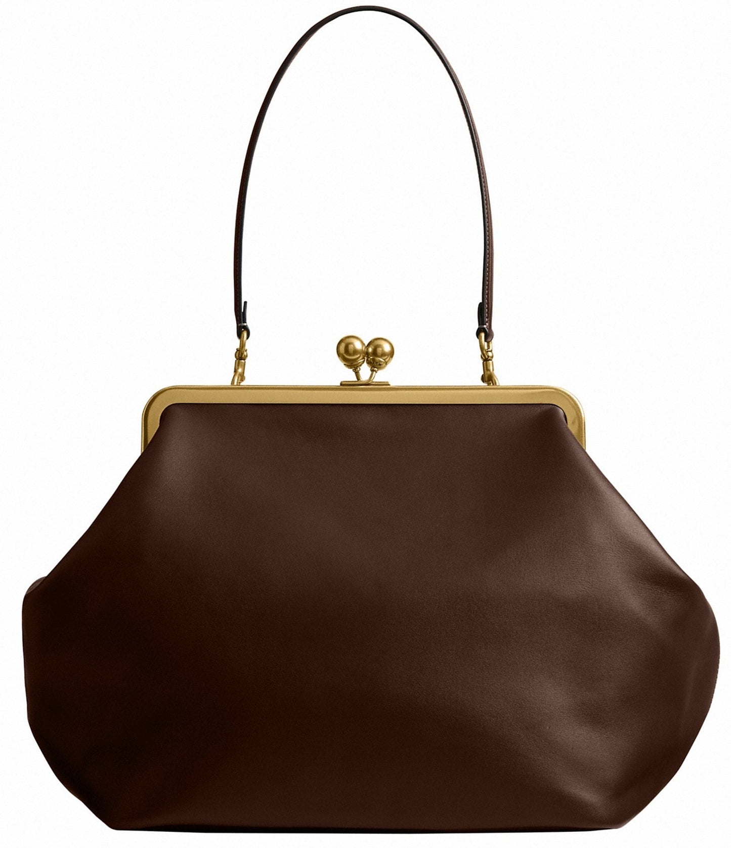 Rugged Leather Large Classic Kisslock Frame Bag - allsose