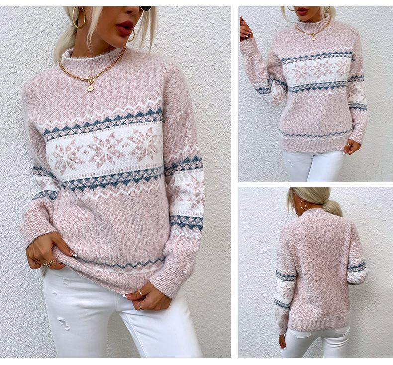 Snowflake Knit Sweater - allsose