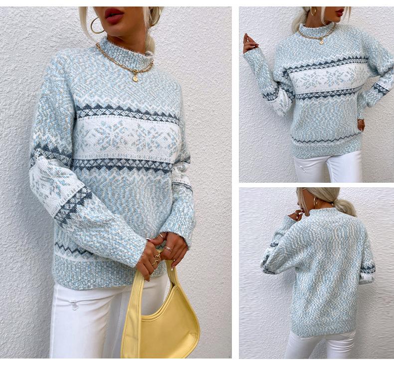 Snowflake Knit Sweater - allsose