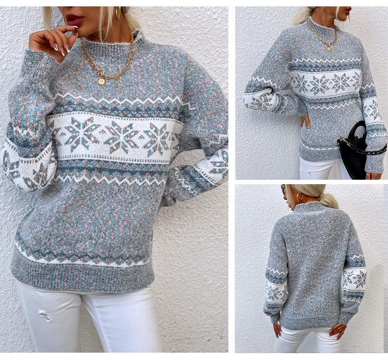 Snowflake Knit Sweater - allsose