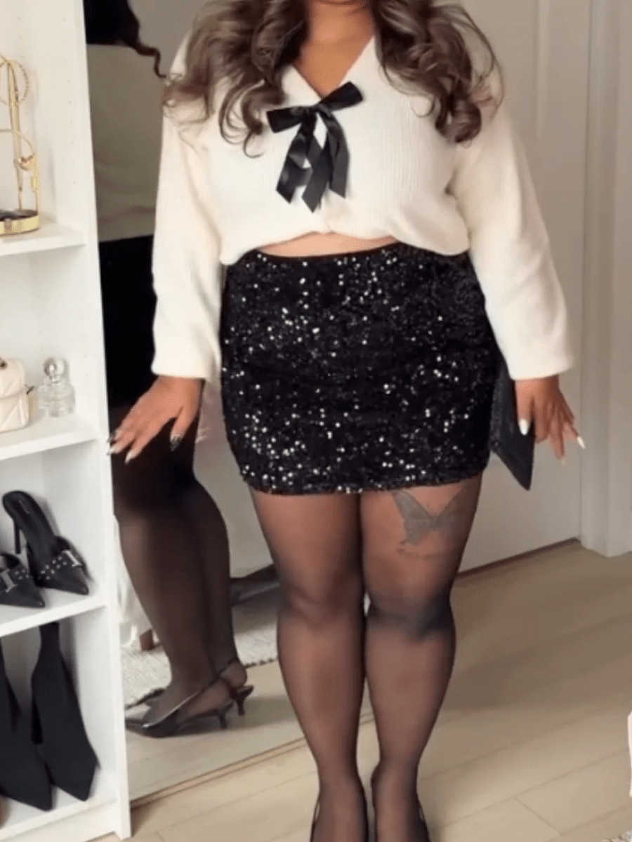 Sparkle Black Sequin Mini Skirt - allsose