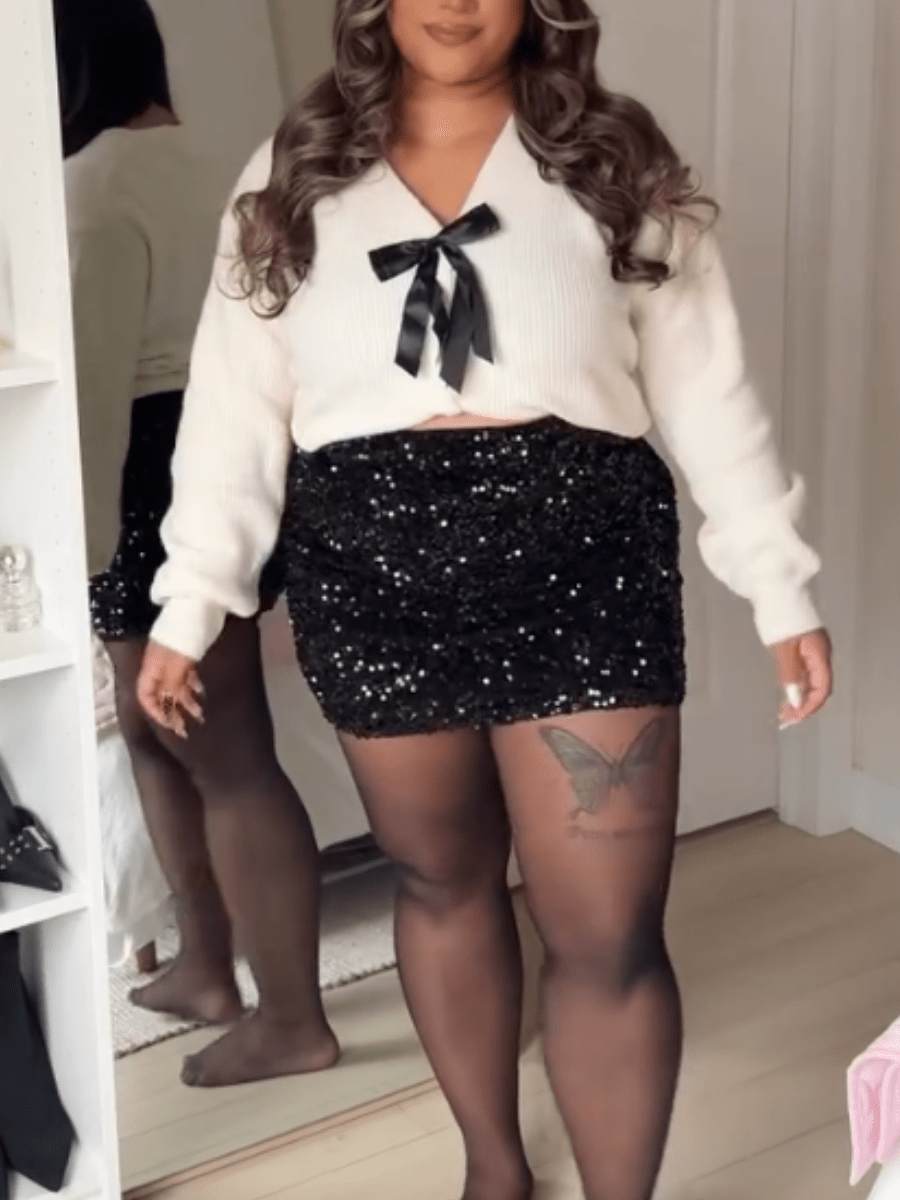 Sparkle Black Sequin Mini Skirt - allsose