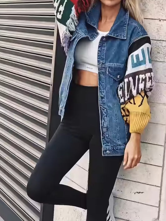 Stylish Stitched Denim Jacket - allsose