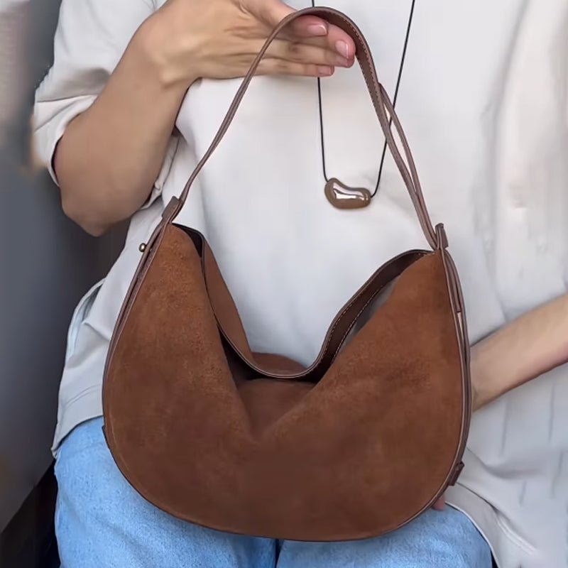 Suede Adjustable Shoulder Bag - allsose