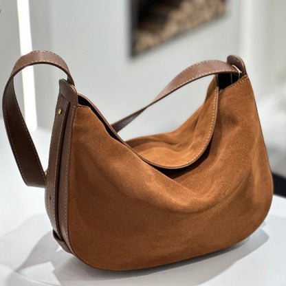 Suede Adjustable Shoulder Bag - allsose