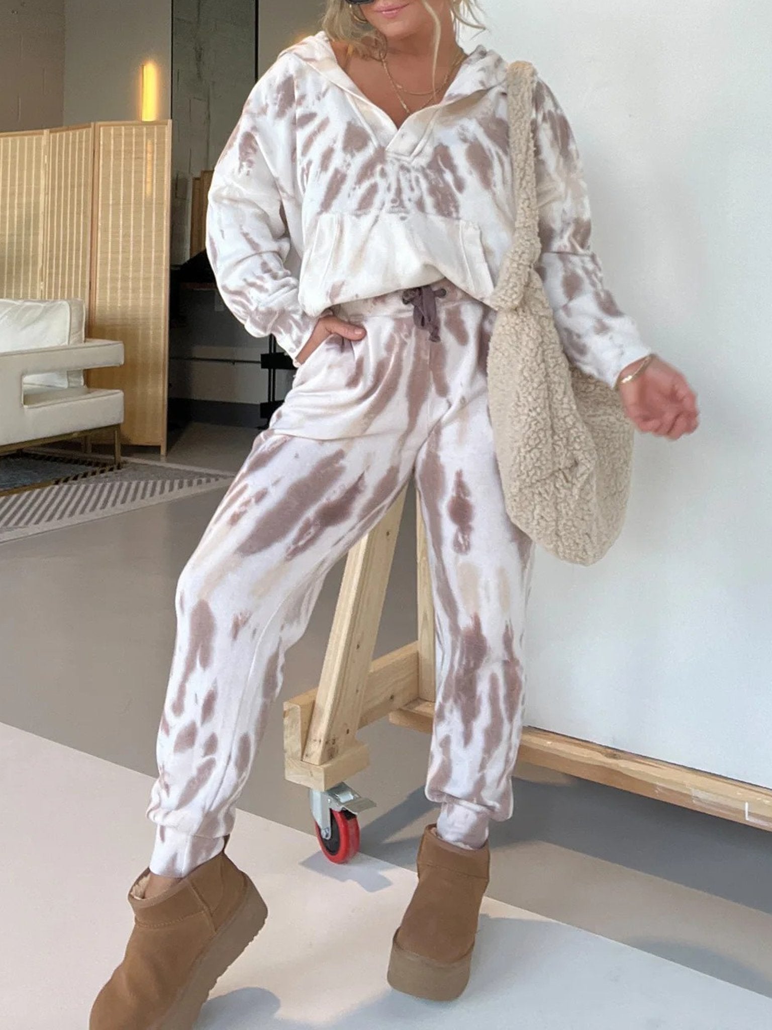 Tie - Dye Hoodie And Sweatpants Suit - allsose