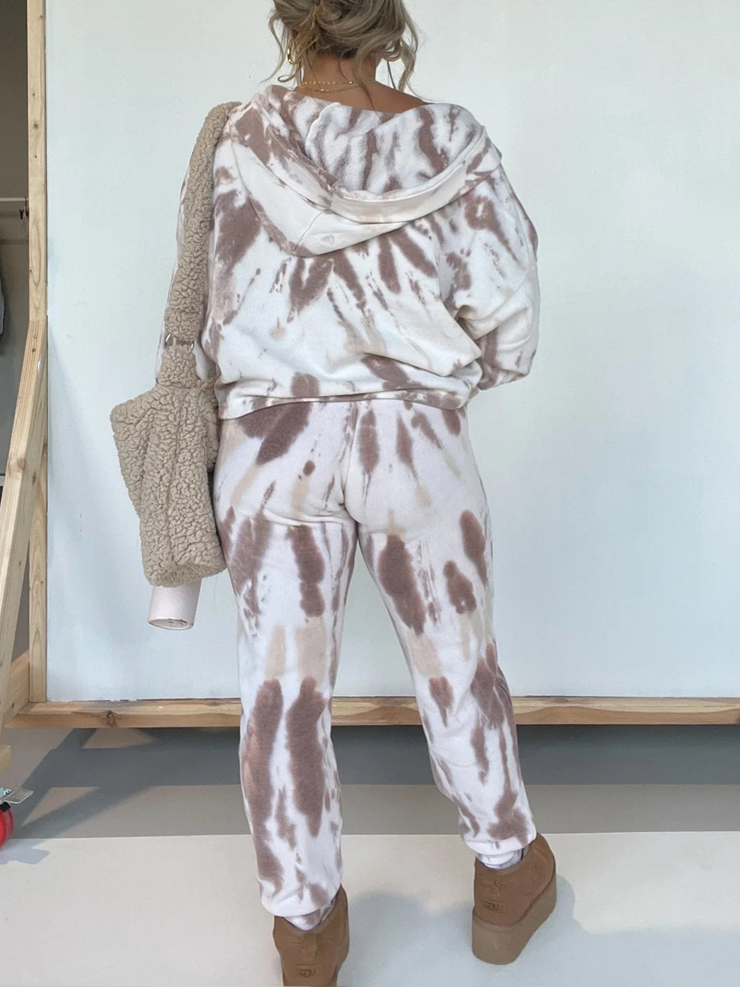 Tie - Dye Hoodie And Sweatpants Suit - allsose